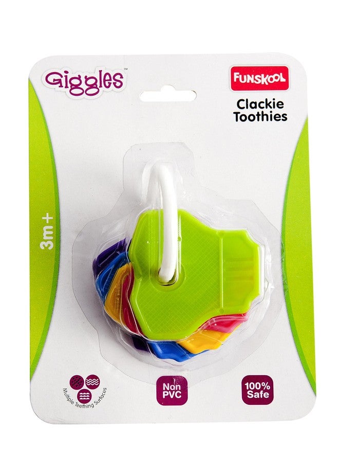 جيجلز لعبة Funskool Giggles، Clackie Toothies، عضاضة للأطفال لتهدئة لثتهم، سهلة الإمساك والمضغ، مناسبة للأطفال من عمر 3 أشهر فما فوق، ألعاب للأطفال الرضع - Image 2